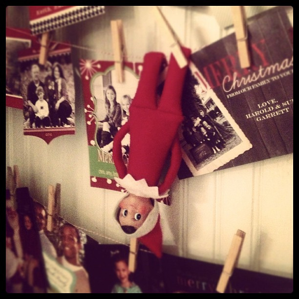 Day 7: Just hanging around. #thedailyscout #elfontheshelf #scenesfromtherockhouse