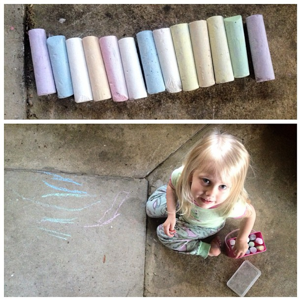 "Chalking" on the porch after dinner. #scenesfromtherockhouse