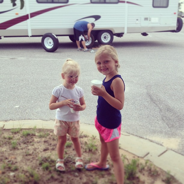 Thank God for sno-cones. We are still hanging out at the dealership, waiting for something to happen... #weheartgulfshores #iwanttogoback