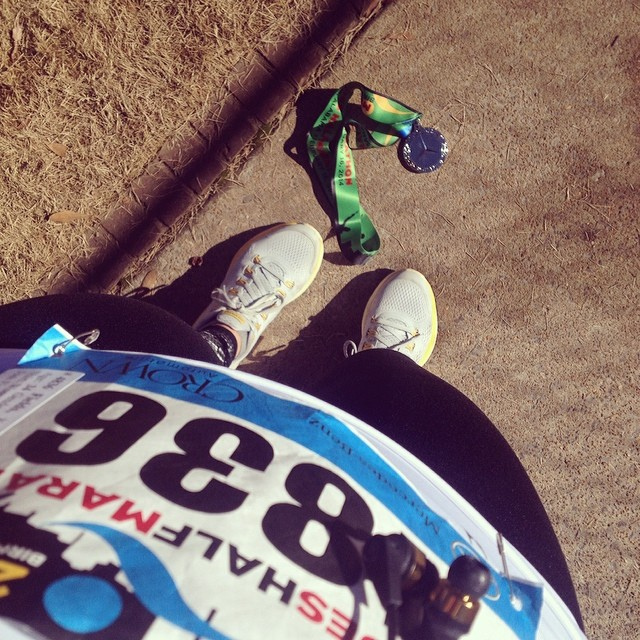 Day 13 / 46* / 13.1 miles / I am ready to eat ALL THE THINGS!! #halfmarathon #mercedesmarathon2014 #kristinruns #kristinruns2014