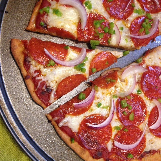 Public service announcement regarding gluten-free, refrigerated pizza crust: At least it looks pretty, right?!