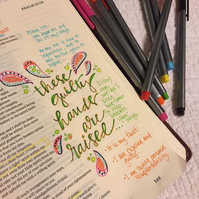 Day 32/365: Create in me a clean heart, O God, and renew a right spirit within me. Psalm 51:10 // Today's message was exactly what I needed to hear. // Sharing again because IG ate my photo! #tazandbellyhappen #scripturedoodle #biblejournaling #illustrate