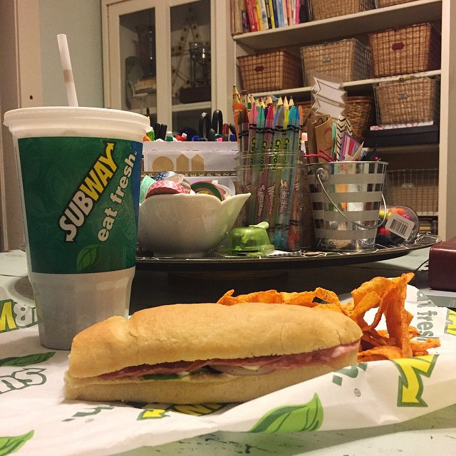 Day 54/365: Subway + crafting + Netflix +blogging. And maybe laundry, in case it actually snows this week. #tazandbellyhappen