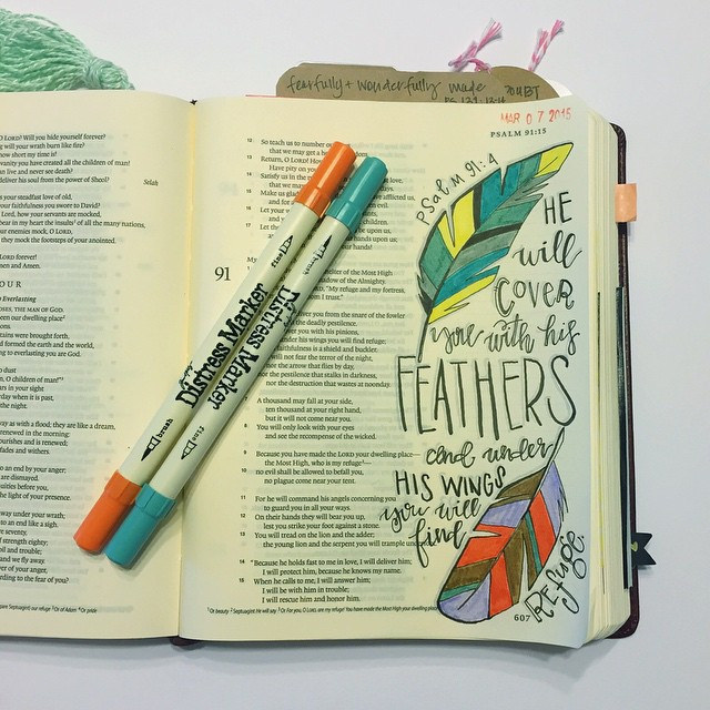 // He will cover you with His feathers and under His wings you will find refuge. Psalm 91:4 // I think this might be my new favorite verse. // #tazandbellydoodle #dailydoodle #scripturedoodle #scripturedoodles #illustratedbible #illustratedfaith #bibleart