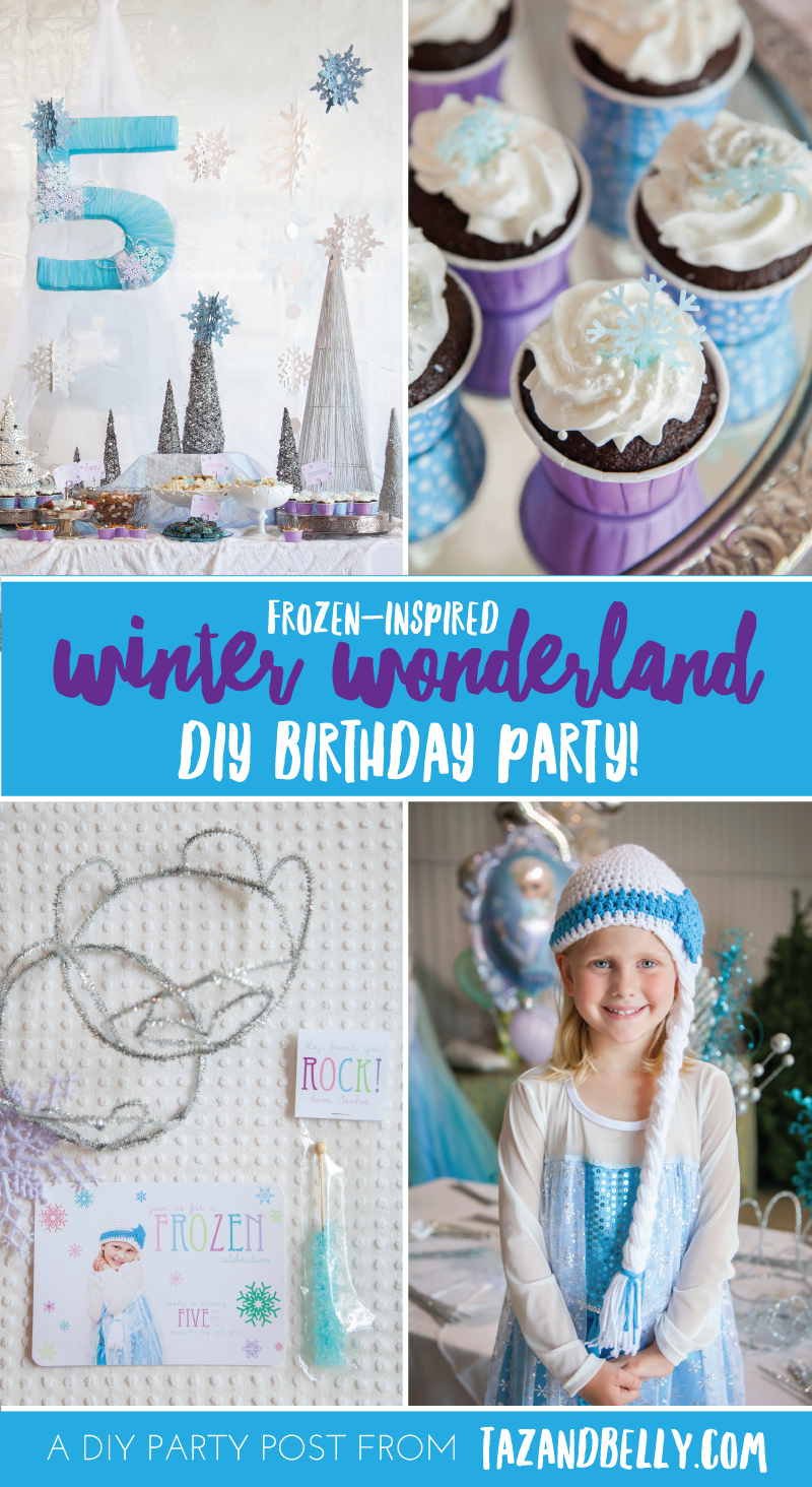 The perfect DIY "Frozen-Inspired" Winter Wonderland Party. Themed food, DIY party favors, dress ups and more!