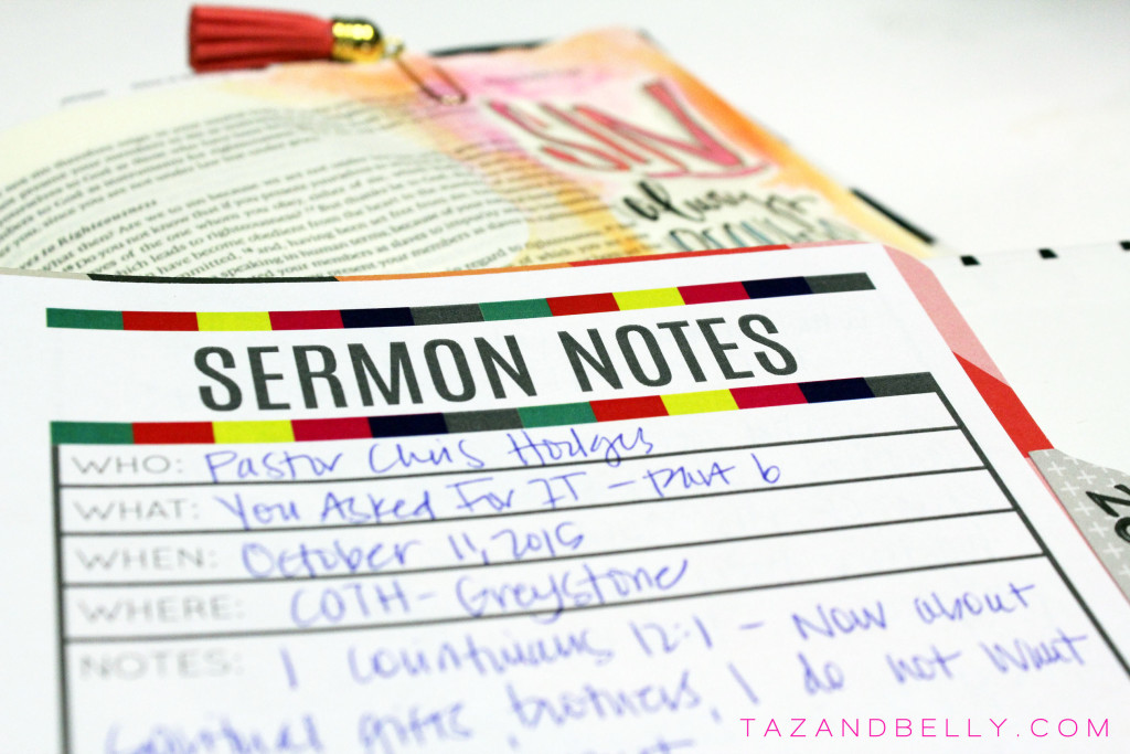 Free Printable Sermon Notes | tazandbelly.com