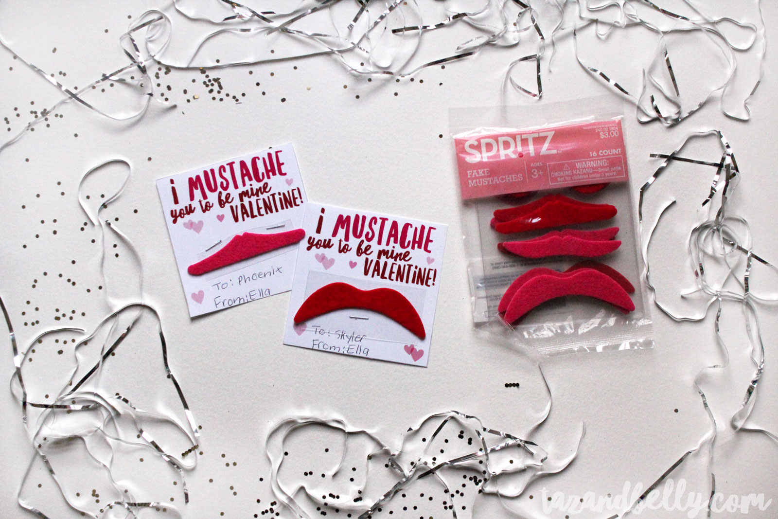 Mustache Sticker Printable Valentines | tazandbelly.com
