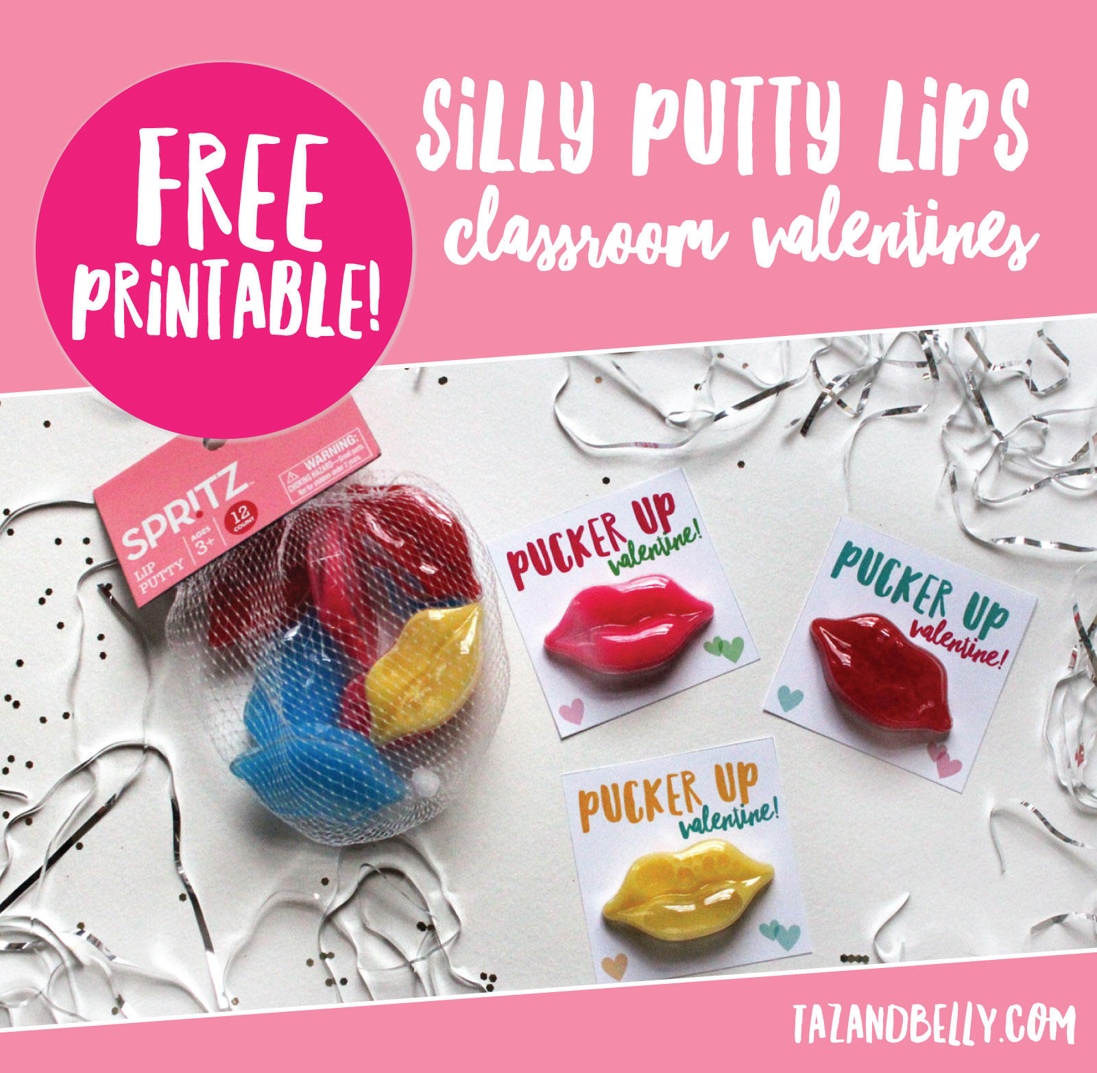 Silly Putty Printable Valentines | tazandbelly.com