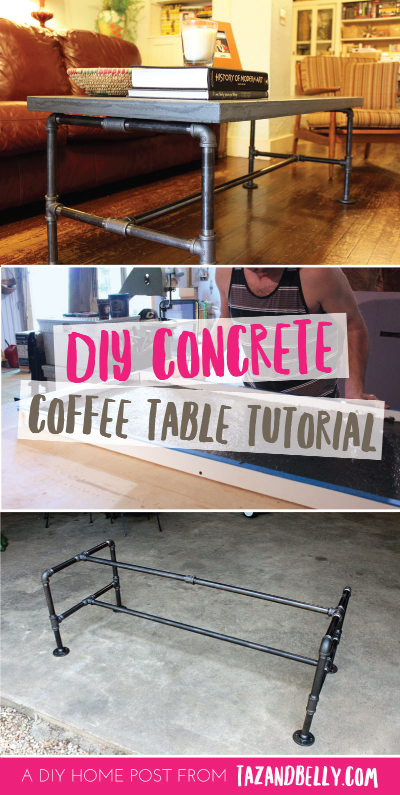 DIY Concrete Coffee Table | tazandbelly.com