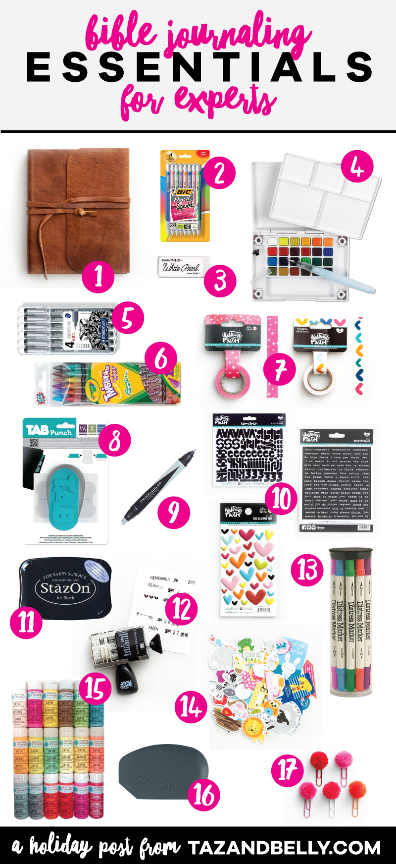 Try this Bible Journaling Holiday Gift Guide for Experts if you're looking to upgrade your current stash. Maybe you're shopping for someone who wants to leave no supply behind. This gift guide includes all of my favorite journaling supplies, along with a few splurges and upgrades. tazandbelly.com