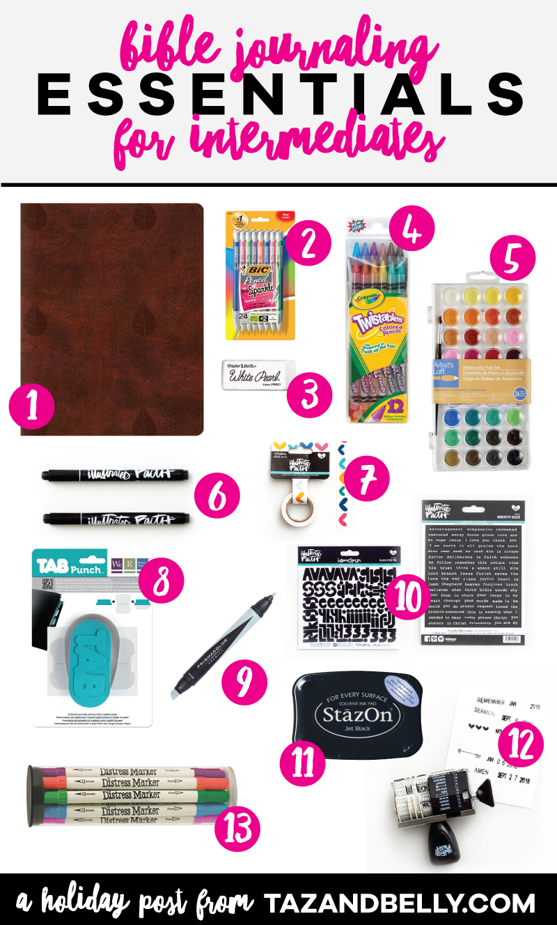 Buying for someone who loves to journal in their Bible? This Bible Journaling Holiday Gift Guide for Intermediates is perfect for anyone looking to expand their supplies. A few minor upgrades and additions will make for the perfect holiday gift. tazandbelly.com