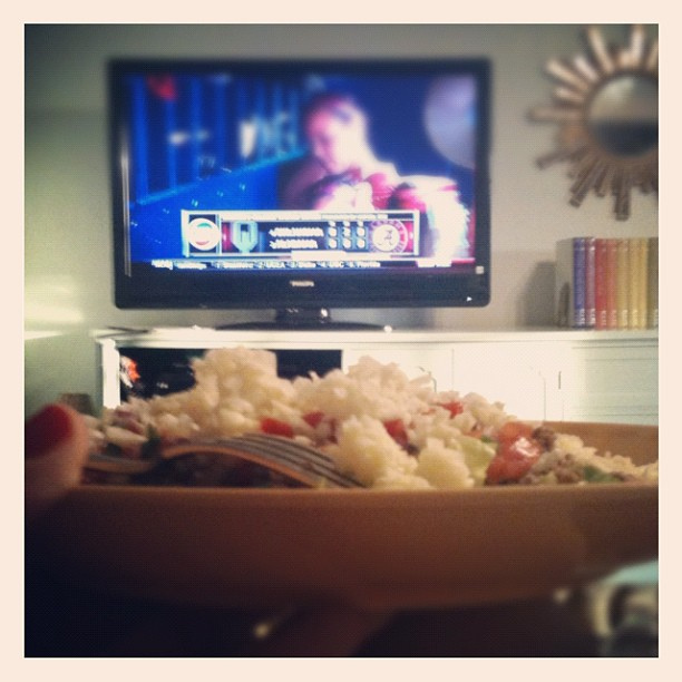 #Paleo taco salad and #bama softball. Date night at home!