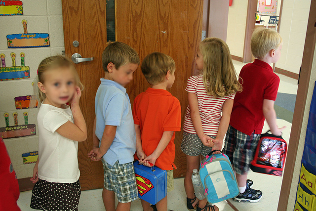 Lining up for lunch!