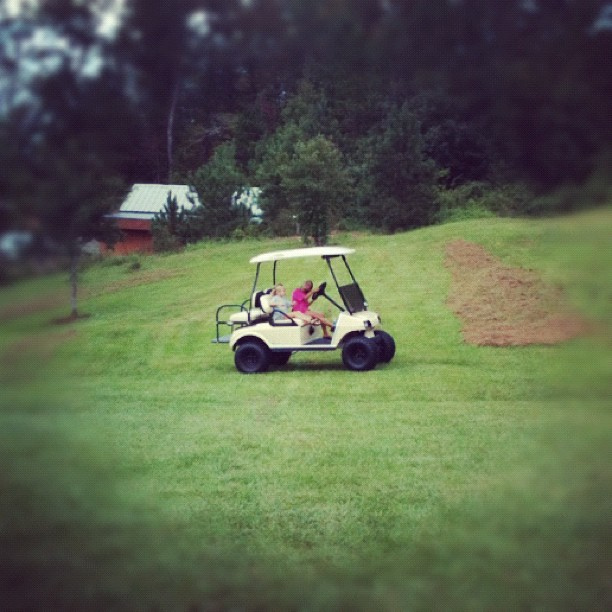 Watching football and rising the buggy.