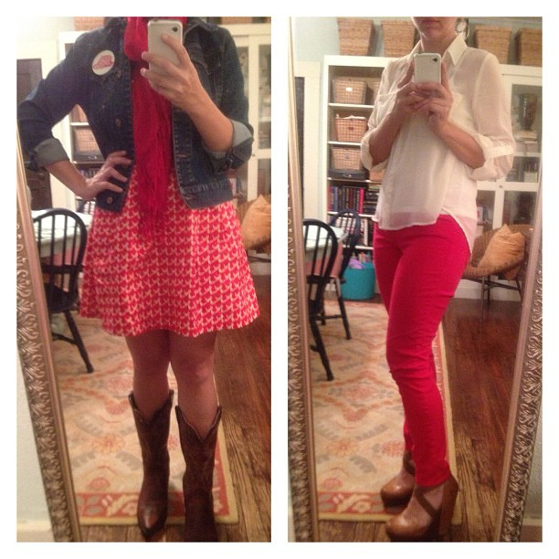 Potential gameday outfit... left or right?? #rolltideyall