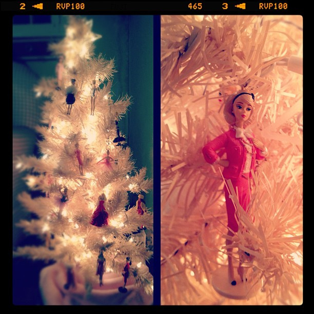 The Barbie tree is up in the playroom! #merrychristmas