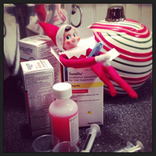 Day 15: The flu has arrived, but Scout is bring a big help! #thedailyscout #elfontheshelf #scenesfromtherockhouse