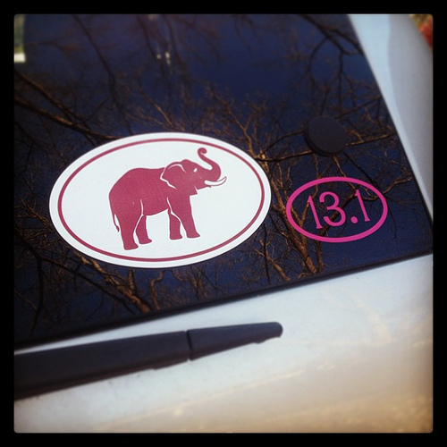 My pretty, pink sticker is finally on my car!! #onlyhalfcrazy