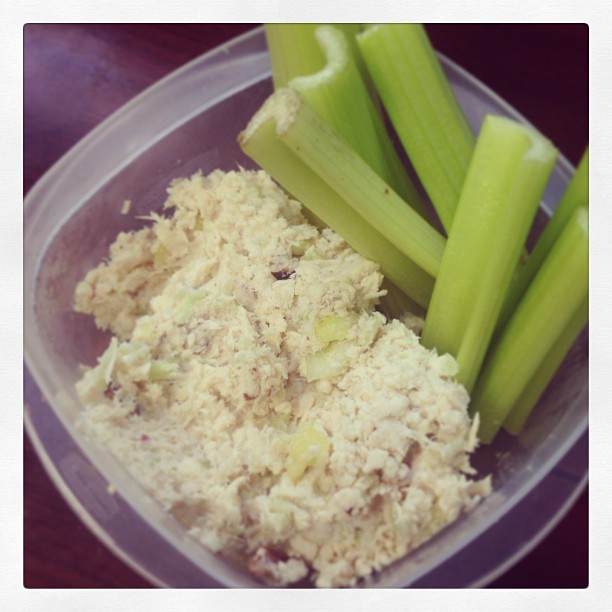 Day 4 lunch: homemade chicken salad and celery stalks. #whereismycheeseburger