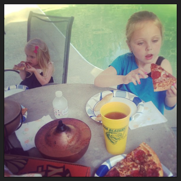 Our first poolside meal of the summer (even if it is still a little green!) #latergram