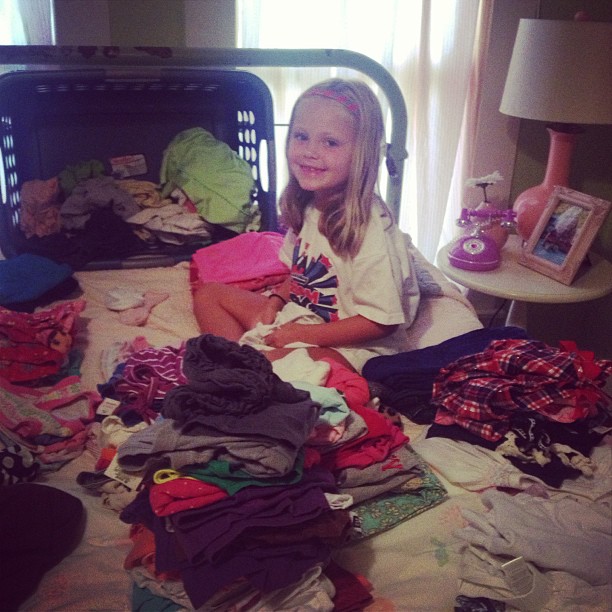 Praise The Lord, I have a girl big enough to fold laundry!!
