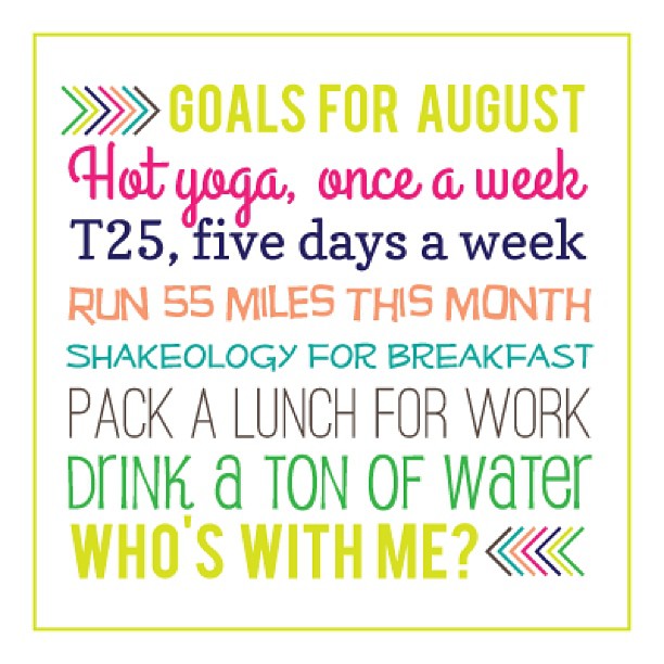 Fitness Friday is on the blog today. What are your fitness goals for August? #5milesinaugust #t25 #beachbody #shakeology