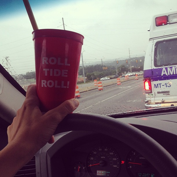 HWY 280 + rush hour traffic + road construction + rain + headache = grrrrrrrr. #shakeology #rtr #rolltideyall