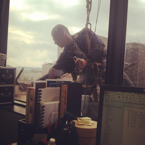 Am I the only one completely creeped out by window washers?! I almost just fell out of my chair...