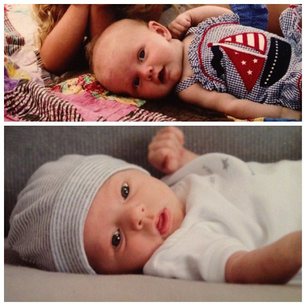 K just sent me these two photos... I'm thinking SK & Hudson favor just a bit! In other news, when was Taz ever that tiny?!
