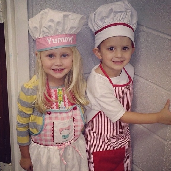 My little chef with her prince, Camden, last night at our #worldhunger fundraiser for Mission Friends! #latergram #repost from @khead67 with @repostapp