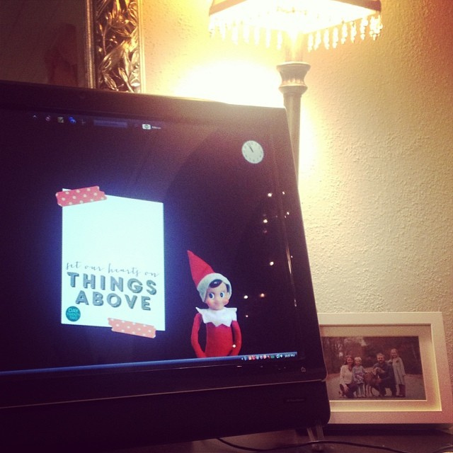 This morning we woke up to Scout INSIDE this mama's computer. How did that happen?! #thedailyscout13 #elfontheshelf #ntdadvent #thankyouphotoshop