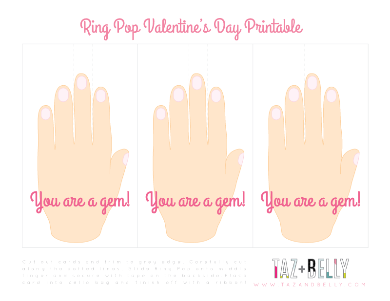 Ring Pop Valentines Printable & Tutorial | tazandbelly.com