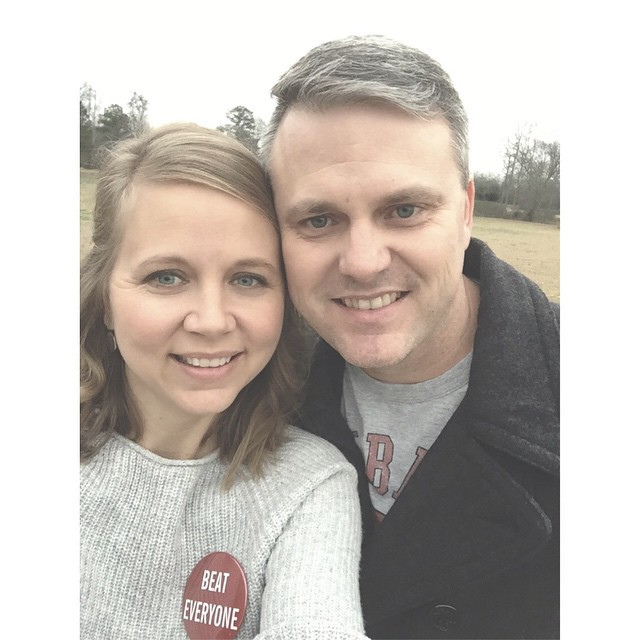 It's almost game time!! I'm wishing we were in NOLA, but I'll watch a Bama game with this guy anywhere. 🐘❤️🏈🅰 #rolltideyall #tazandbellyhappen