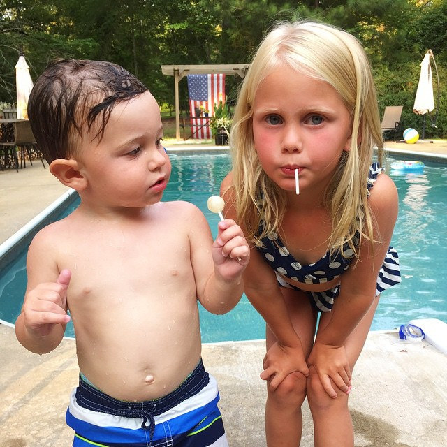 Day 180/365: Just a little poolside birthday dinner with these people. #tazandbellyhappen #tazandbellysummer2015 #granandpoppyspool